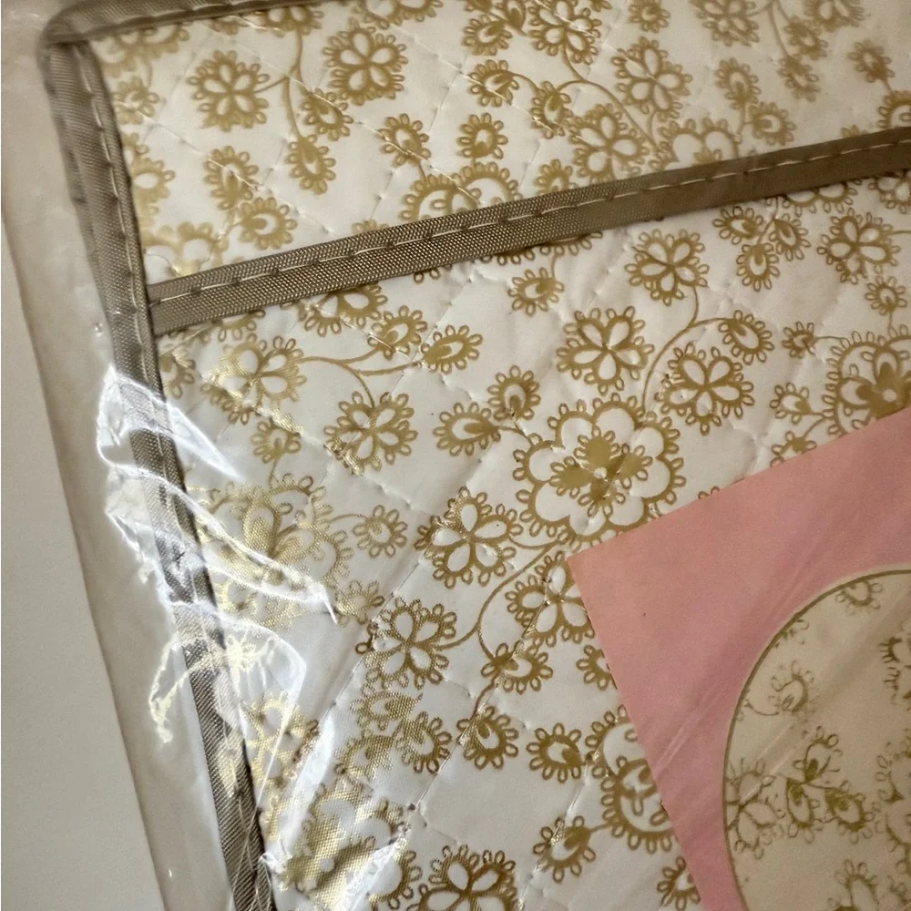 VINTAGE! Deadstock! White and Gold Garment Bag Elegant Storage Solution